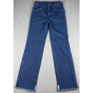 Vintage Wrangler 936PWD Womens Jeans 28x32 Dark Wash Raw Hem Bootcut USA Style